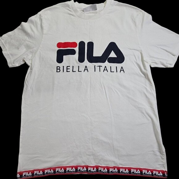 Fila Bella Italia Spellout White Cotton T-shirt, Men's Large - Picture 10 of 10